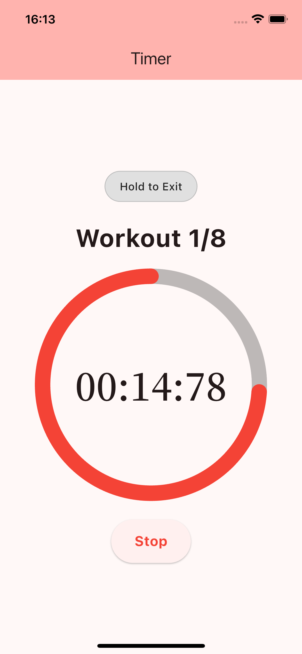HIIT Timer Workout Screen